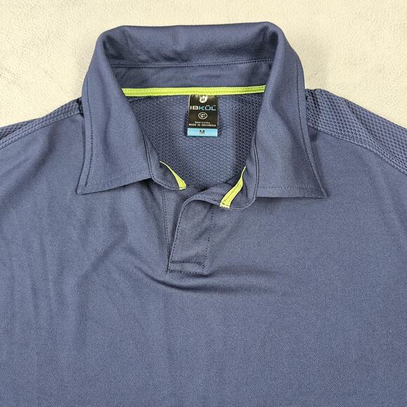 IBKUL Polo Shirt Mens Medium Blue Mesh Performance Golf Athletic UPF 30 Outdoor - Picture 2 of 9
